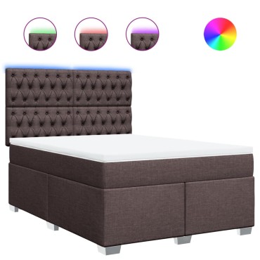 vidaXL Κρεβάτι Boxspring με Στρώμα Σκούρο Καφέ 160x200 εκ Υφασμάτινο