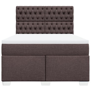 vidaXL Κρεβάτι Boxspring με Στρώμα Σκούρο Καφέ 160x200 εκ Υφασμάτινο