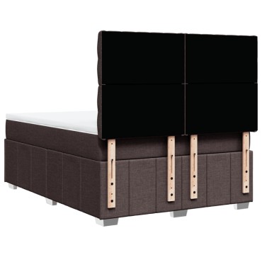 vidaXL Κρεβάτι Boxspring με Στρώμα Σκούρο Καφέ 160x200 εκ Υφασμάτινο