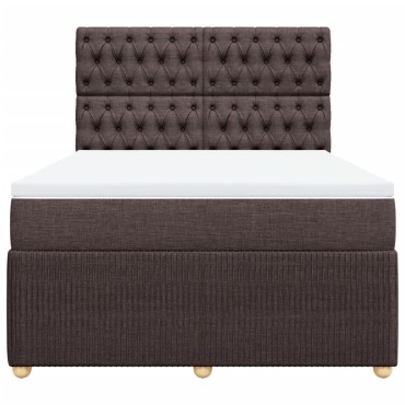 vidaXL Κρεβάτι Boxspring με Στρώμα Σκούρο Καφέ 160x200 εκ Υφασμάτινο