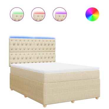 vidaXL Κρεβάτι Boxspring με Στρώμα Κρεμ 160x200 εκ. Υφασμάτινο