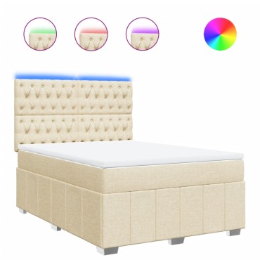 vidaXL Κρεβάτι Boxspring με Στρώμα Κρεμ 160x200 εκ. Υφασμάτινο