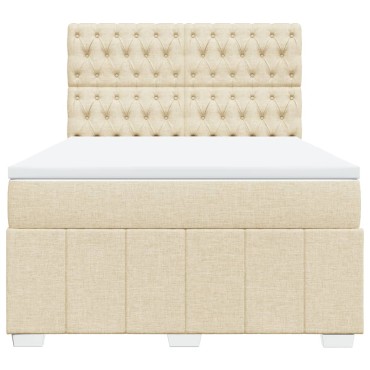 vidaXL Κρεβάτι Boxspring με Στρώμα Κρεμ 160x200 εκ. Υφασμάτινο