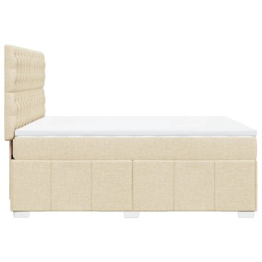 vidaXL Κρεβάτι Boxspring με Στρώμα Κρεμ 160x200 εκ. Υφασμάτινο