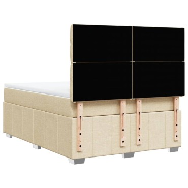 vidaXL Κρεβάτι Boxspring με Στρώμα Κρεμ 160x200 εκ. Υφασμάτινο