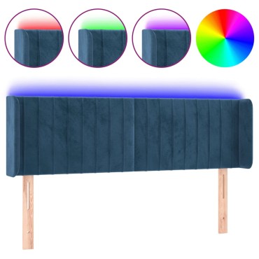 vidaXL Κεφαλάρι Κρεβατιού LED Σκούρο Μπλε 147x16x78/88cm Βελούδινο 1 τεμ.