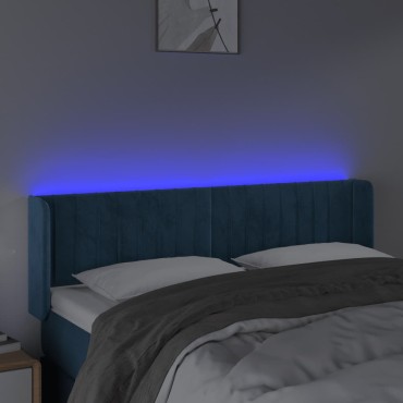 vidaXL Κεφαλάρι Κρεβατιού LED Σκούρο Μπλε 147x16x78/88cm Βελούδινο 1 τεμ.