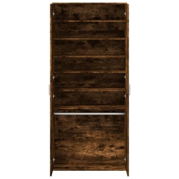 vidaXL Παπουτσοθήκη Καπνιστή Δρυς 80x39x178cm από Επεξεργασμένο Ξύλο