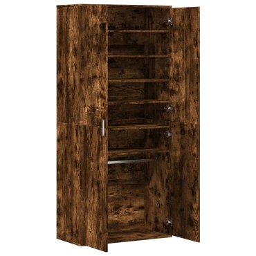 vidaXL Παπουτσοθήκη Καπνιστή Δρυς 80x39x178cm από Επεξεργασμένο Ξύλο