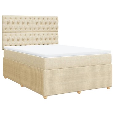 vidaXL Κρεβάτι Boxspring με Στρώμα Κρεμ 160x200 εκ. Υφασμάτινο