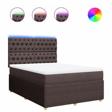 vidaXL Κρεβάτι Boxspring με Στρώμα Σκούρο Καφέ 160x200 εκ Υφασμάτινο