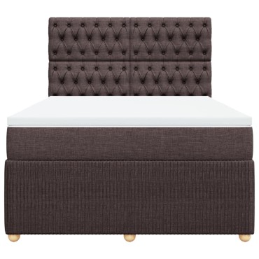 vidaXL Κρεβάτι Boxspring με Στρώμα Σκούρο Καφέ 160x200 εκ Υφασμάτινο