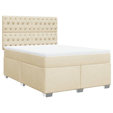 vidaXL Κρεβάτι Boxspring με Στρώμα Κρεμ 160x200cm Υφασμάτινο 1 τεμ. - Διπλό