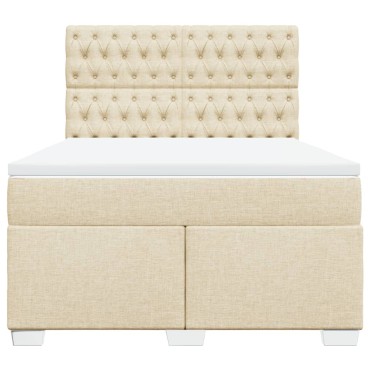 vidaXL Κρεβάτι Boxspring με Στρώμα Κρεμ 160x200cm Υφασμάτινο 1 τεμ. - Διπλό