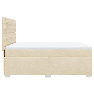 vidaXL Κρεβάτι Boxspring με Στρώμα Κρεμ 160x200cm Υφασμάτινο 1 τεμ. - Διπλό