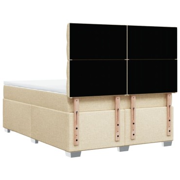 vidaXL Κρεβάτι Boxspring με Στρώμα Κρεμ 160x200cm Υφασμάτινο 1 τεμ. - Διπλό