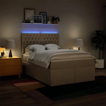 vidaXL Κρεβάτι Boxspring με Στρώμα Κρεμ 160x200cm Υφασμάτινο 1 τεμ. - Διπλό
