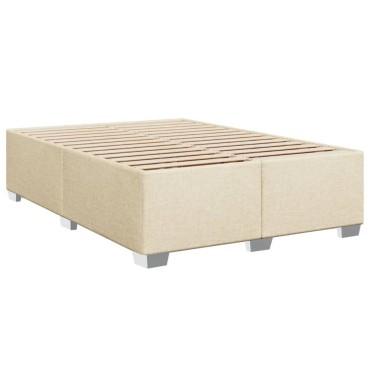 vidaXL Κρεβάτι Boxspring με Στρώμα Κρεμ 160x200cm Υφασμάτινο 1 τεμ. - Διπλό