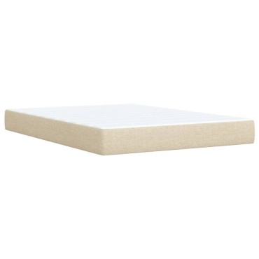 vidaXL Κρεβάτι Boxspring με Στρώμα Κρεμ 160x200cm Υφασμάτινο 1 τεμ. - Διπλό