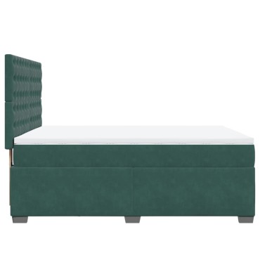 vidaXL Κρεβάτι Boxspring με Στρώμα Σκούρο Πράσινο 140x200εκ. Βελούδινο