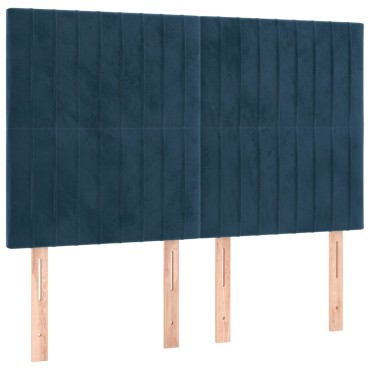 vidaXL Κεφαλάρια Κρεβατιού 4 τεμ. Σκ. Μπλε 72x5x78/88cm Βελούδινα