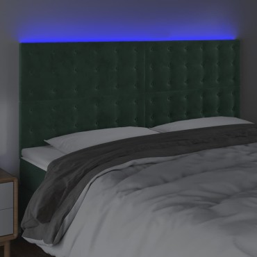vidaXL Κεφαλάρι Κρεβατιού LED Σκούρο Πράσινο 180x5x118/128cm 1 τεμ.