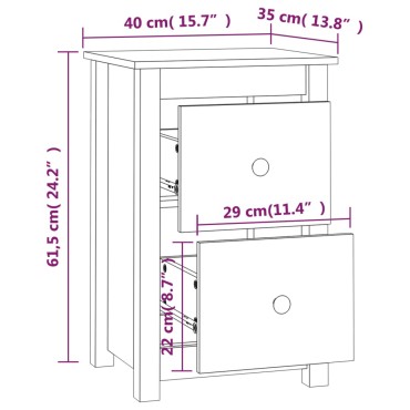 vidaXL Κομοδίνο 40x35x61,5cm από Μασίφ Ξύλο Πεύκου 1 τεμ.