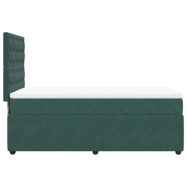 vidaXL Κρεβάτι Boxspring με Στρώμα Σκούρο Πράσινο 90x190 εκ. Βελούδινο