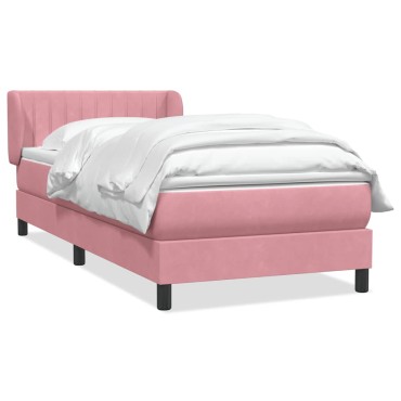 vidaXL Box Spring κρεβάτι με στρώμα ροζ 100x220cm Βελούδινο - Μονό