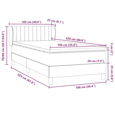 vidaXL Box Spring κρεβάτι με στρώμα ροζ 100x220cm Βελούδινο - Μονό