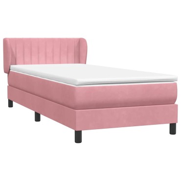 vidaXL Box Spring κρεβάτι με στρώμα ροζ 100x220cm Βελούδινο - Μονό