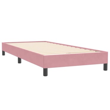vidaXL Box Spring κρεβάτι με στρώμα ροζ 100x220cm Βελούδινο - Μονό