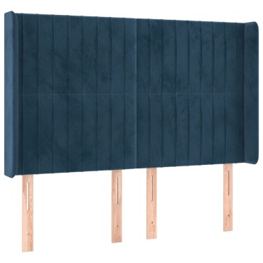vidaXL Κεφαλάρι με Πτερύγια Σκούρο Μπλε 147x16x118/128cm Βελούδινο 1 τεμ.