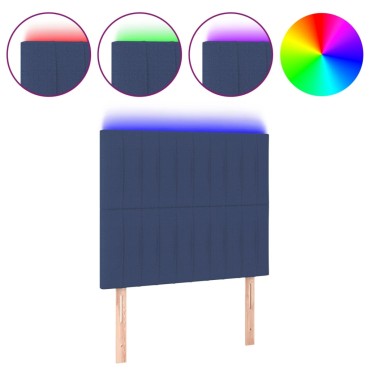 vidaXL Κεφαλάρι Κρεβατιού LED Μπλε 80x5x118/128cm Υφασμάτινο 1 τεμ.