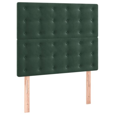 vidaXL Κρεβάτι Boxspring με Στρώμα Σκούρο Πράσινο 90x200 εκ. Βελούδινο