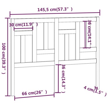 vidaXL Κεφαλάρι Κρεβατιού 145,5x4x100cm από Μασίφ Ξύλο Πεύκου 1 τεμ.