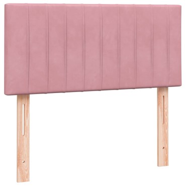 vidaXL Box Spring κρεβάτι με στρώμα ροζ 100x220cm Βελούδινο - Μονό