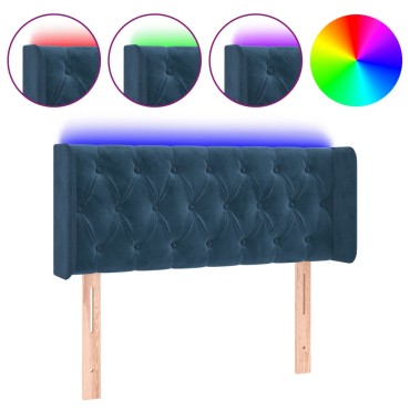 vidaXL Κεφαλάρι Κρεβατιού LED Σκούρο Μπλε 103x16x78/88cm Βελούδινο 1 τεμ.