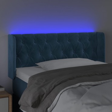vidaXL Κεφαλάρι Κρεβατιού LED Σκούρο Μπλε 103x16x78/88cm Βελούδινο 1 τεμ.