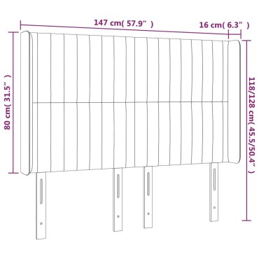 vidaXL Κεφαλάρι Κρεβατιού LED Σκούρο Μπλε 147x16x118/128cm Βελούδινο 1 τεμ.