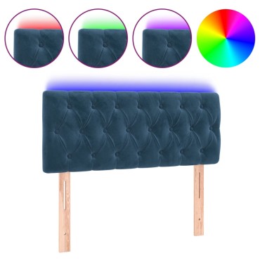 vidaXL Κεφαλάρι Κρεβατιού LED Σκούρο Μπλε 100x7x78/88cm Βελούδινο 1 τεμ.