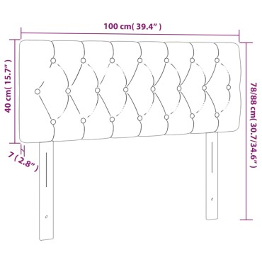 vidaXL Κεφαλάρι Κρεβατιού LED Σκούρο Μπλε 100x7x78/88cm Βελούδινο 1 τεμ.