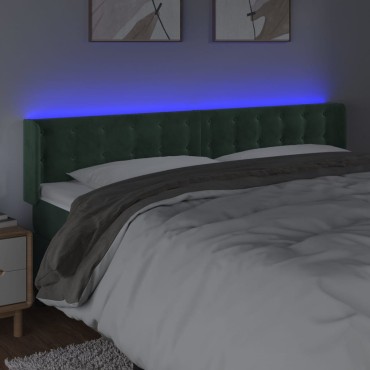 vidaXL Κεφαλάρι Κρεβατιού LED Σκούρο Πράσινο 183x16x78/88cm Βελούδινο 1 τεμ.