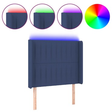 vidaXL Κεφαλάρι Κρεβατιού LED Μπλε 83x16x118/128cm Υφασμάτινο 1 τεμ.