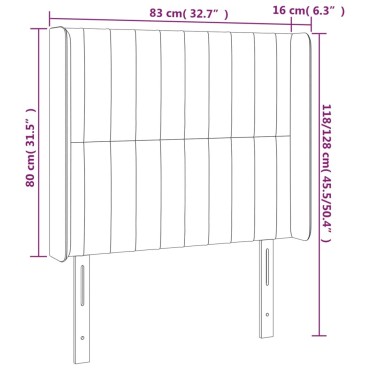 vidaXL Κεφαλάρι Κρεβατιού LED Μπλε 83x16x118/128cm Υφασμάτινο 1 τεμ.