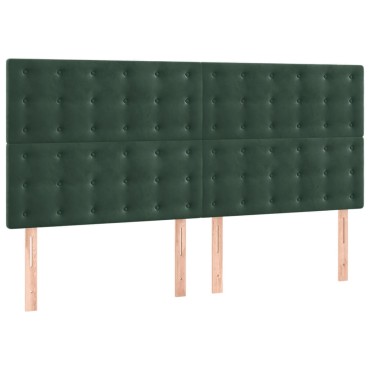 vidaXL Κρεβάτι Boxspring με Στρώμα Σκούρο Πράσινο 180x200εκ. Βελούδινο