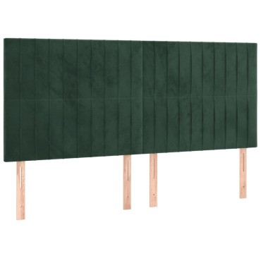 vidaXL Κρεβάτι Boxspring με Στρώμα & LED Σκ. Πράσινο 160x200εκ Βελούδο