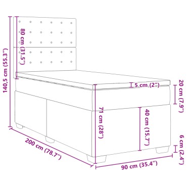 vidaXL Κρεβάτι Boxspring με Στρώμα Σκούρο Πράσινο 90x200 εκ. Βελούδινο