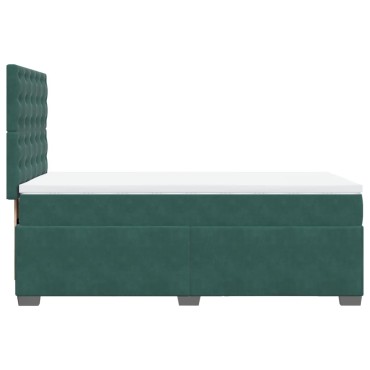 vidaXL Κρεβάτι Boxspring με Στρώμα Σκούρο Πράσινο 90x200 εκ. Βελούδινο