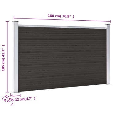 vidaXL Πάνελ Περίφραξης Μαύρο 180x105cm από WPC